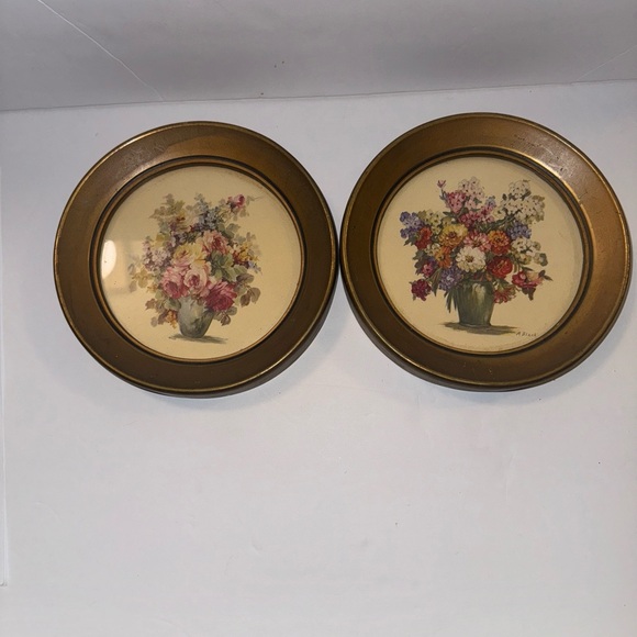 Vintsge art print pictures set of 2 signed M Black